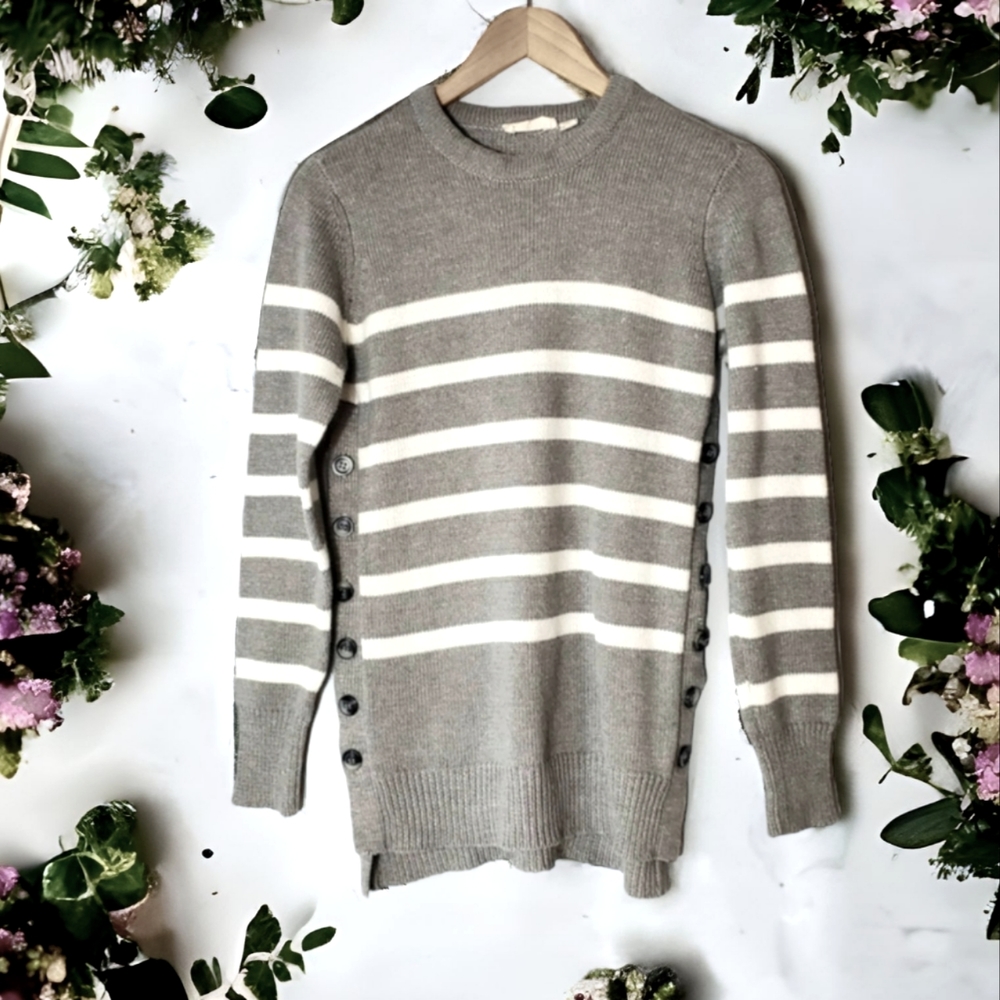 Gray and white stripe sweater